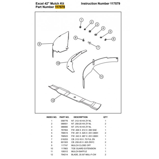 117578 SET MULCH RPTR42" 932277CE